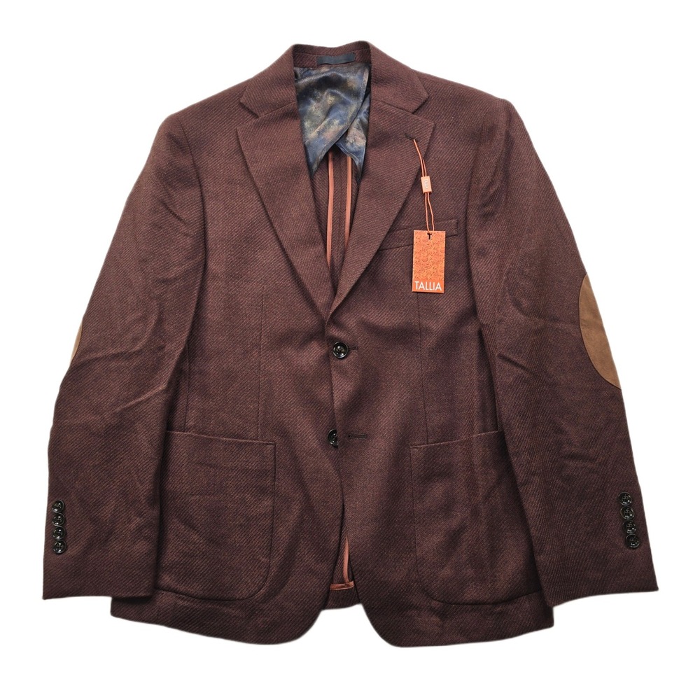 Tallia Vallata Sport Coat Mens 38S‎ 38 Rust Brown Wool Elbow Patch $295 NEW